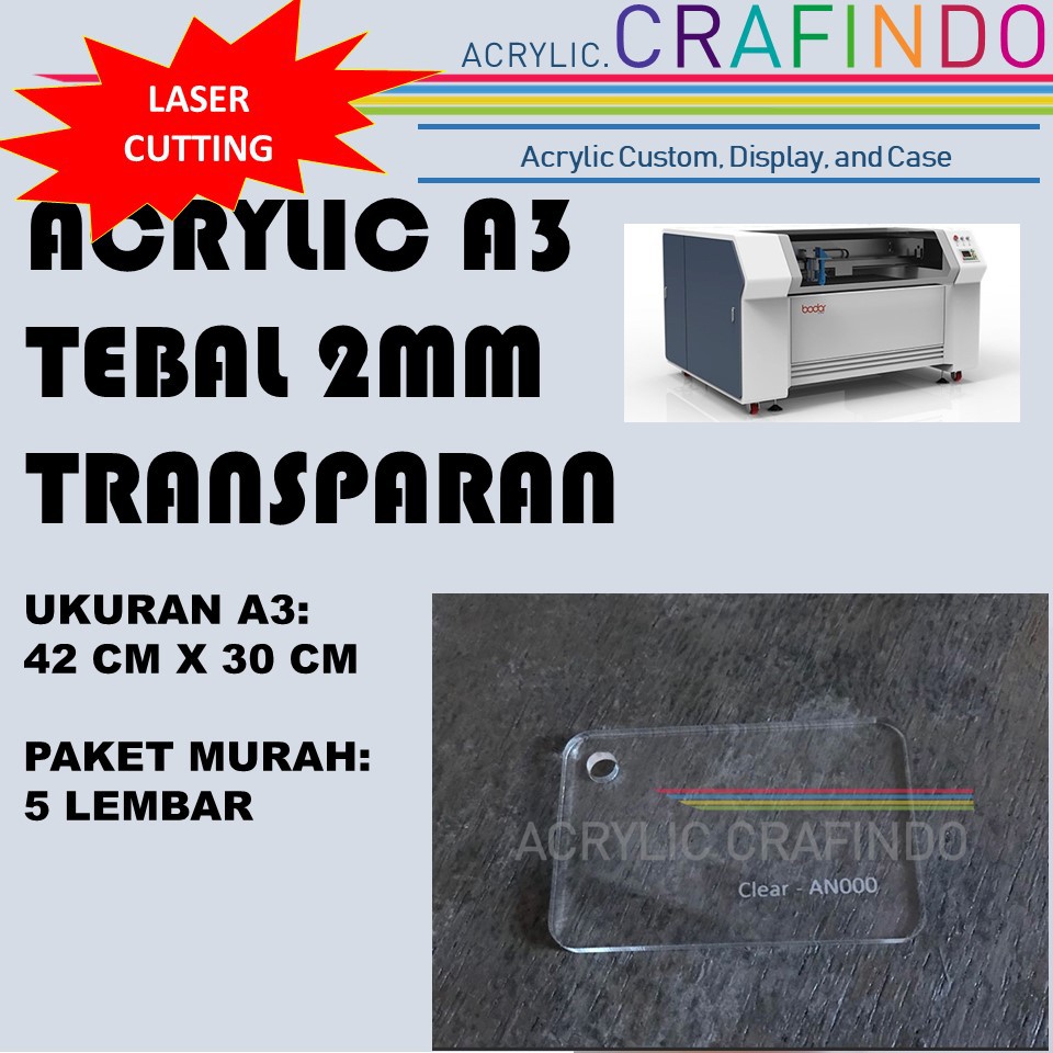 

ACRYLIC A3 - TRANSPARAN BENING PAKET Per 5 LEMBAR-MURAH