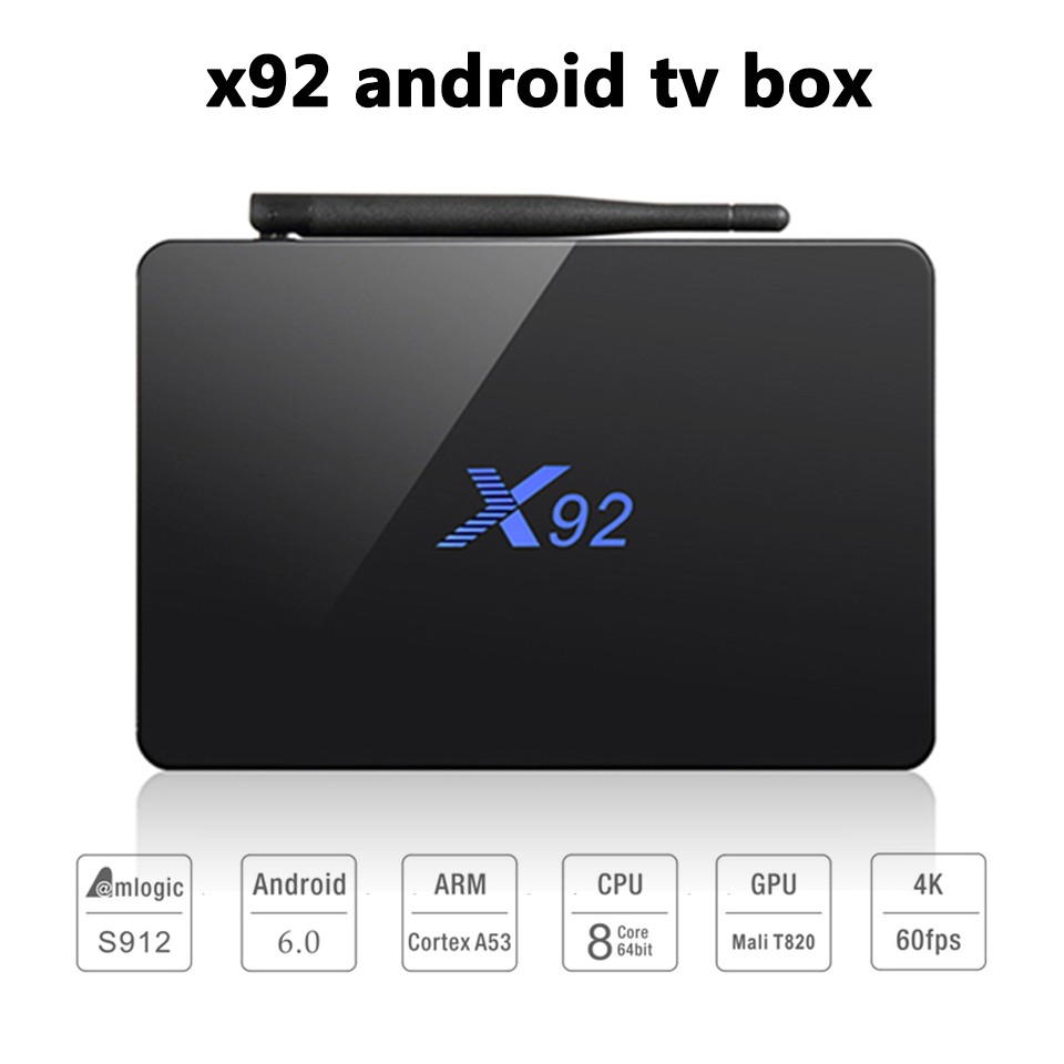 Gratis ongkir X92 android tv box 3G 32G TV Box Amlogic S912 Android 6.0 Octa-core 2.4GHz/5.8GHz