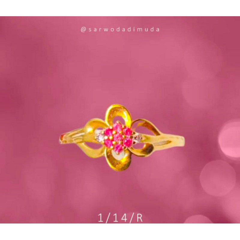 Cincin Emas Gift Hadiah Weeding Investasi Tunangan  1 Gram Size 14