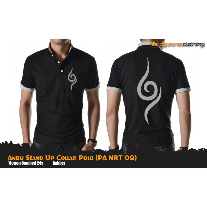 Kaos Anime Naruto Anbu Stand Up Collar Polo Shirt (PA NRT 09)