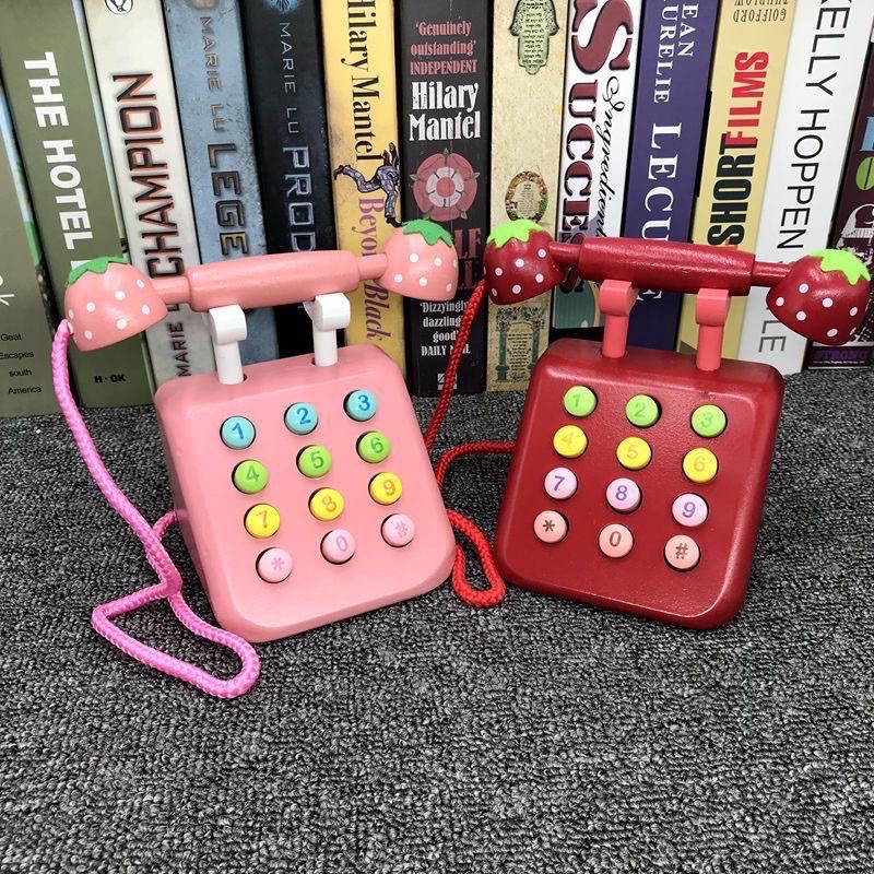 Wooden telephone - pretend toys - mainan telpon kayu