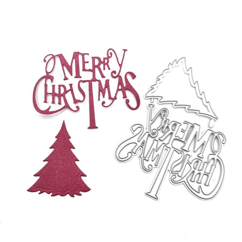 Cetakan Stensil Cutting Dies Motif Pohon Natal Bahan Metal Untuk Scrapbook / Craft DIY