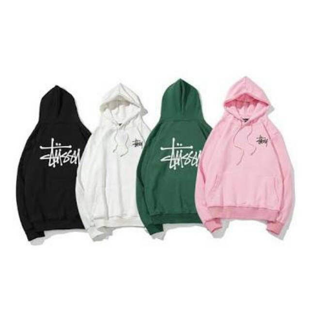 JAKET SWEATER HOODIE JUMPER CUSTOM SABLON STUSSY LOGO (DADA KIRI) DAN BELAKANG SIZE S-XXL BIG SIZE