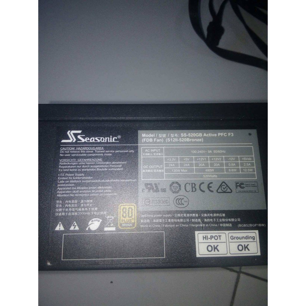 Seasonic SS-520GB 520W PSU 80 PLUS Bronze Active PFC