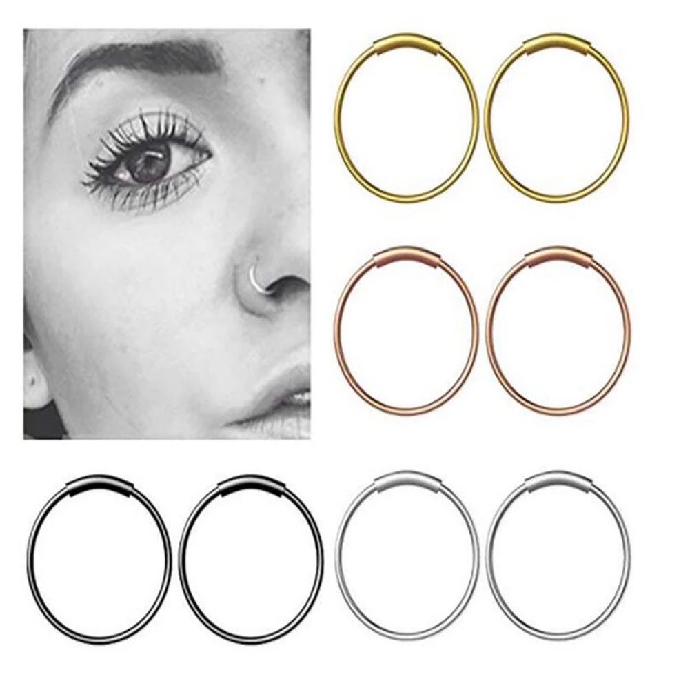 Anting Tindik Hidung Bahan Stainless Steel Ukuran 8 / 10mm Untuk Unisex