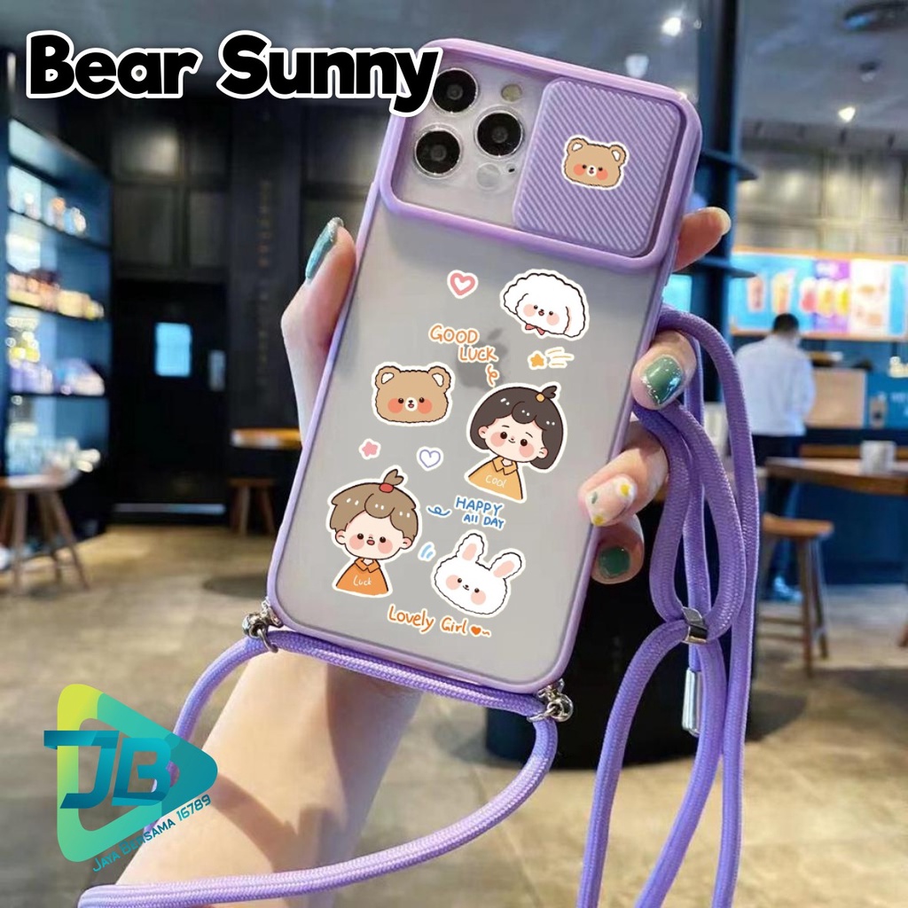 SOFTCASE SLINGCASE SLIDE PELINDUNG KAMERA BEAR SUNNY SAMSUNG OPPO VIVO REALME IPHONE XIAOMI ALL TYPE JB4944