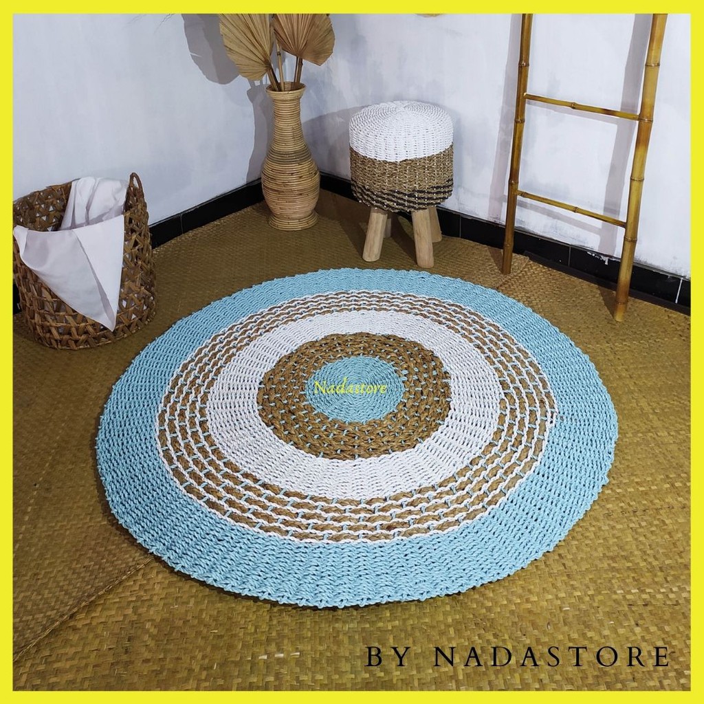 Rug seagrass bulat 120 cm / karpet lantai / floor mat / anyaman seagrass