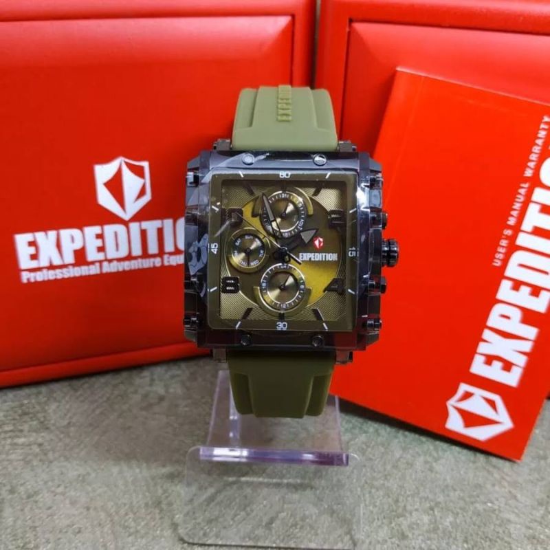 EXPEDITION JAM TANGAN E 6808 M HIJAU ARMY ORIGINAL RESMI