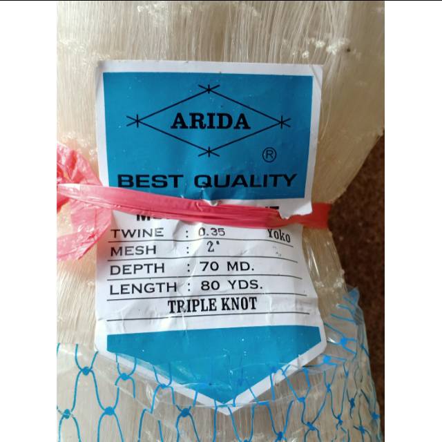 ARIDA 0.35MM 2" 70MD X 80YDS YOKO TRIPLE KNOT FISHING NET JARING PUKAT IKAN JARING ARIDA