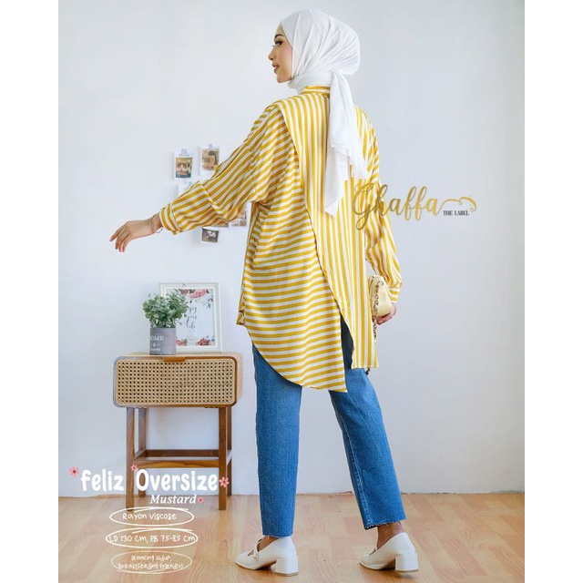FELIZ OVERSIZE BY GHAFFA THE LABEL (BLOUSE MOTIF SALUR) Oversize salur rekomended