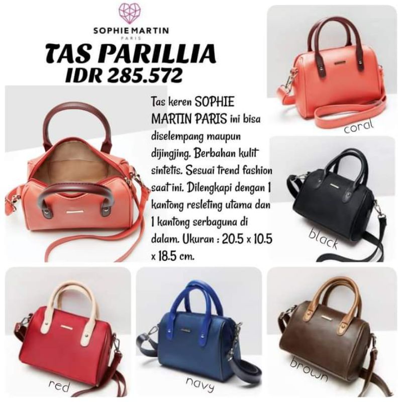 TAS SELEMPANG N JINJING WANITA SOPHIE PARIS MARTIN PROMO PARILLIA MAROON NAVY BROWN ORANGE BLACK