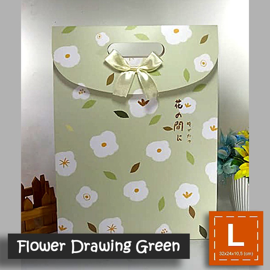 

Paper Bag Motif / Tas Kertas Kado / Tas Ulang tahun - L FLOWER DRAWING