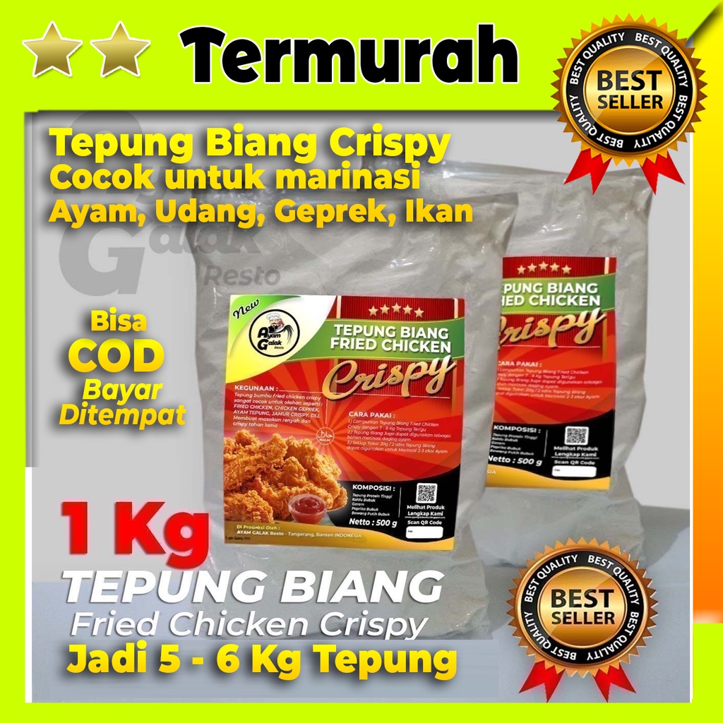 

Tepung Biang Fried Chicken 1 Kg Bisa Jadi 7 - 8 kg / cocok untuk pedagang atau rumahan / Tepung Crispy / Tepung Geprek