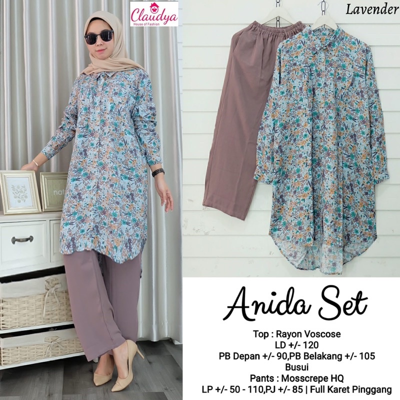 Setelan Tunik Rayon Viscose + Kulot Mosscrepe HQ - Anida Set