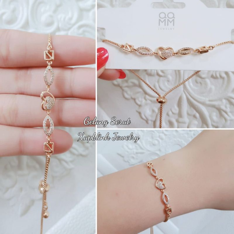 Gelang Serut Titanium Wanita Anti Karat Dan Anti Luntur