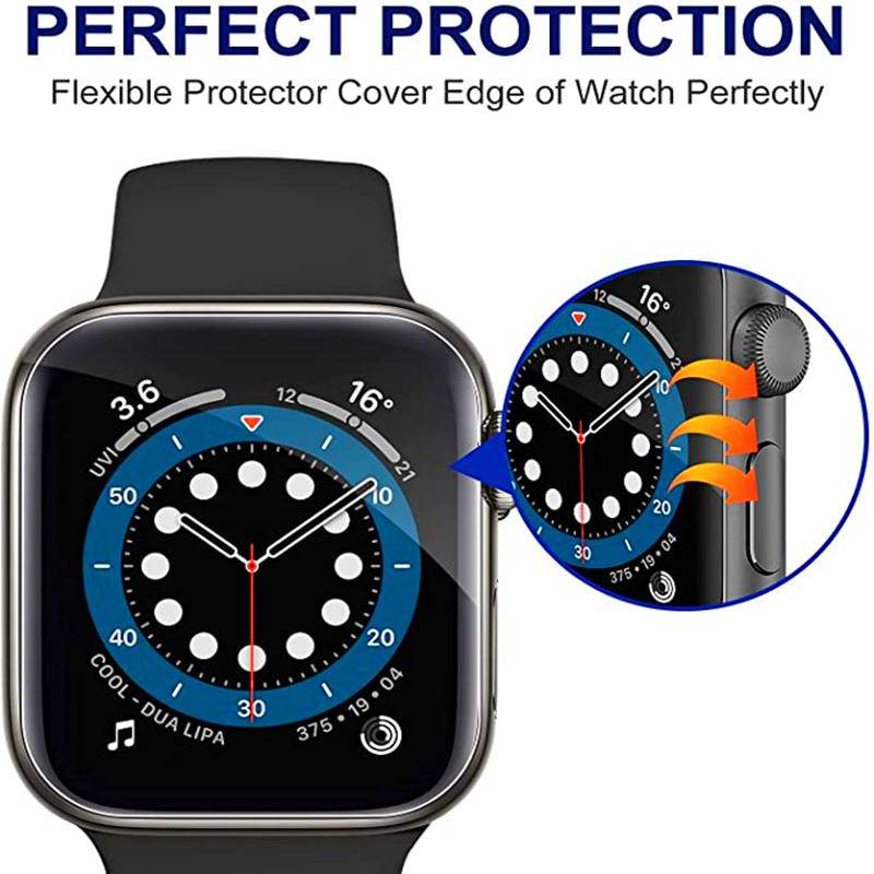 Film Pelindung Layar Hydrogel Lembut Untuk Apple Watch 7 6 Se 5 40mm 44mm 45mm Bukan Kaca Iwatch 4 3 2 1 38mm 41mm 42mm