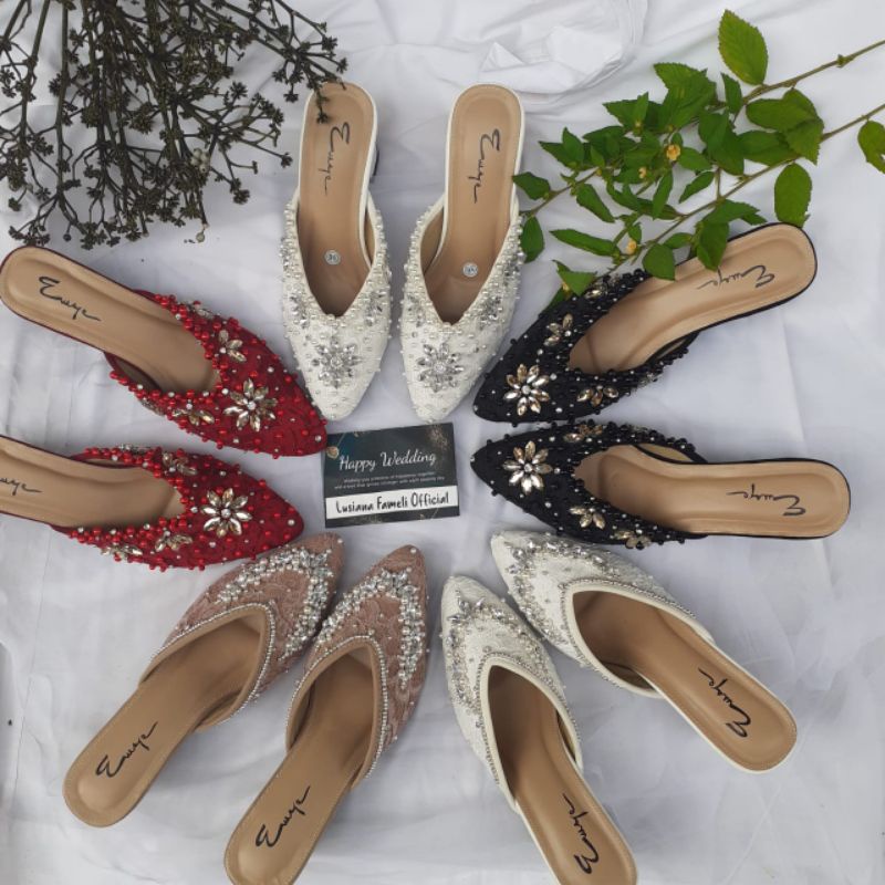 LEE_YUJIN  I heels Sepatu payet  pengantin wanita wedding shoes sepatu kondangan acara formal sepatu wisuda lamaran-3