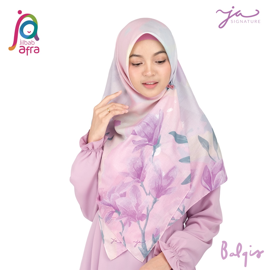 Jilbab Afra - JA Signature Printed Premium Scarf - Hijab Segi Empat - Jilbab Voal Motif