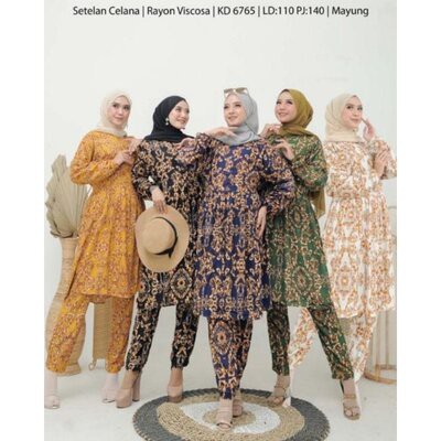 Oneset Setelan Baju Tidur Wanita Dewasa Setcel  Bahan Hyget Motif Sultan