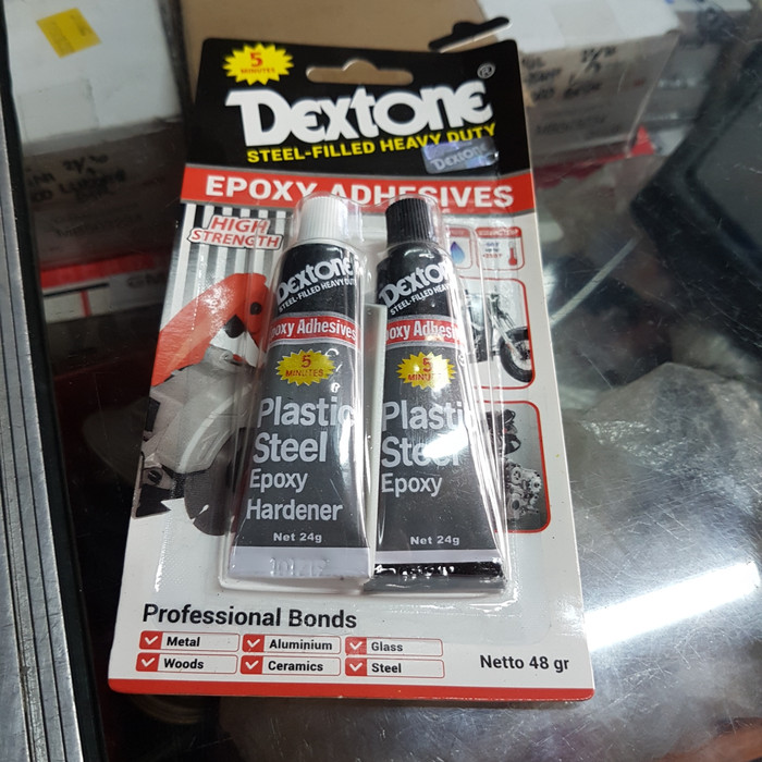 

LEM BESI DEXTONE 5 MENIT HEAVY DUTY PLASTIC STEEL EPOXY
