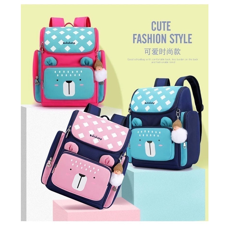 TAS RANSEL ANAK PEREMPUAN POLKA BEAR TAS SEKOLAH ANAK PG PAUD TK SD SMP TAS ANAK CEWEK MURAH