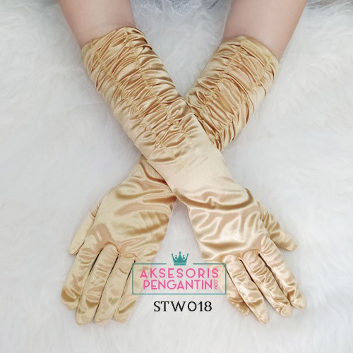 [PRODUK FAVORIT] WEDDING GLOVES AKSESORIS PENGANTIN SARUNG TANGAN GOLD STW018