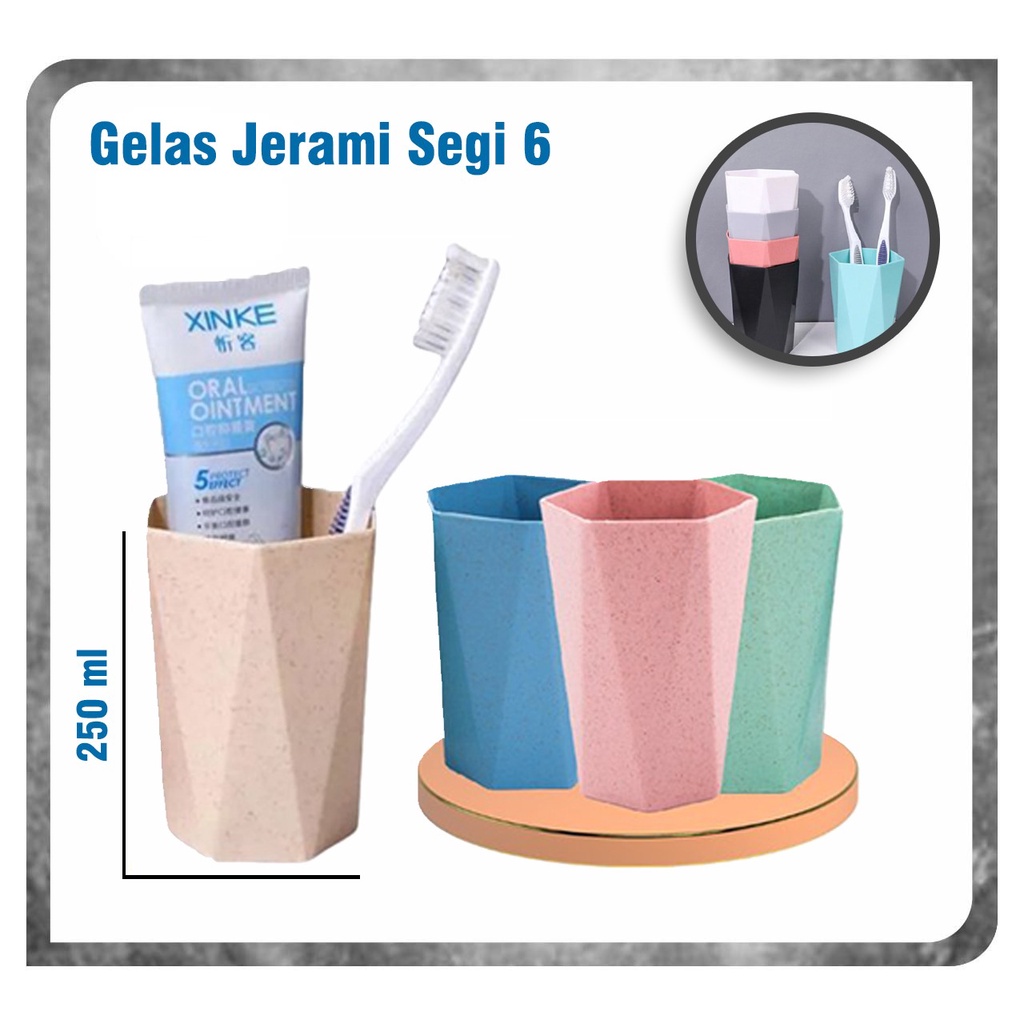 Gelas Sikat Gigi Segienam Odol Gelas Kamar Mandi Cangkir Kumur Jerami Gandum