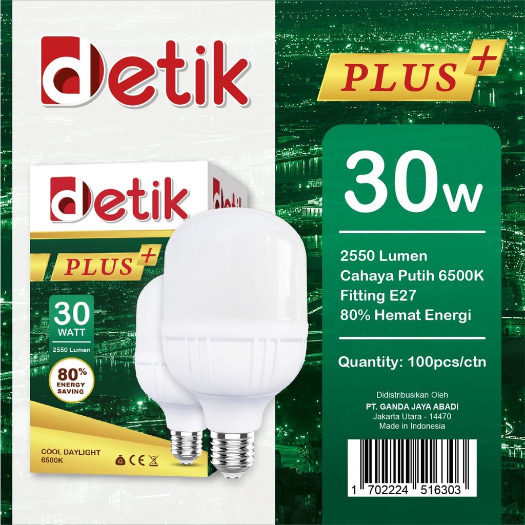 DETIK Plus Lampu LED Capsule 30 Watt - Cahaya Putih