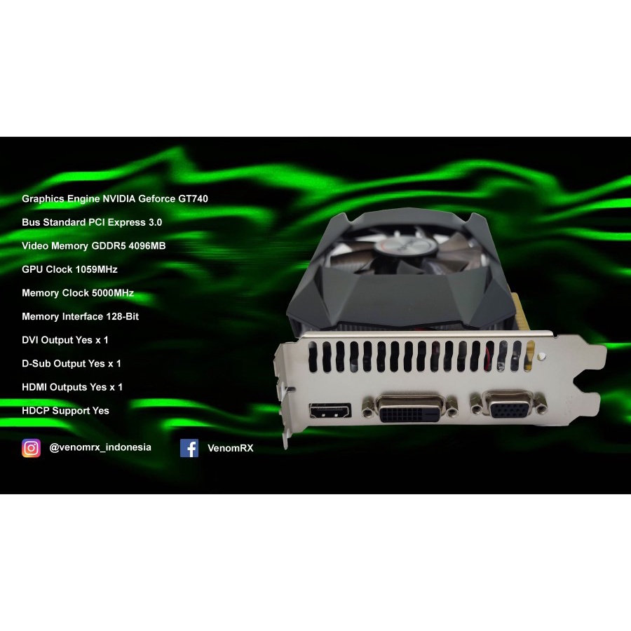 VGA CARD VenomRX GT 740 4GB DDR5 GARANSI 2 THN | venom rx gt740 gddr5