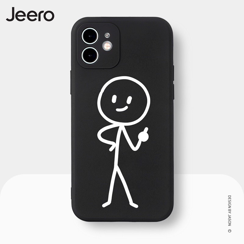 JEERO iPhone 12 Premium Silicone Soft Case Couple Cute Funny Lucu Shockproof Square Edge Phone Case 
