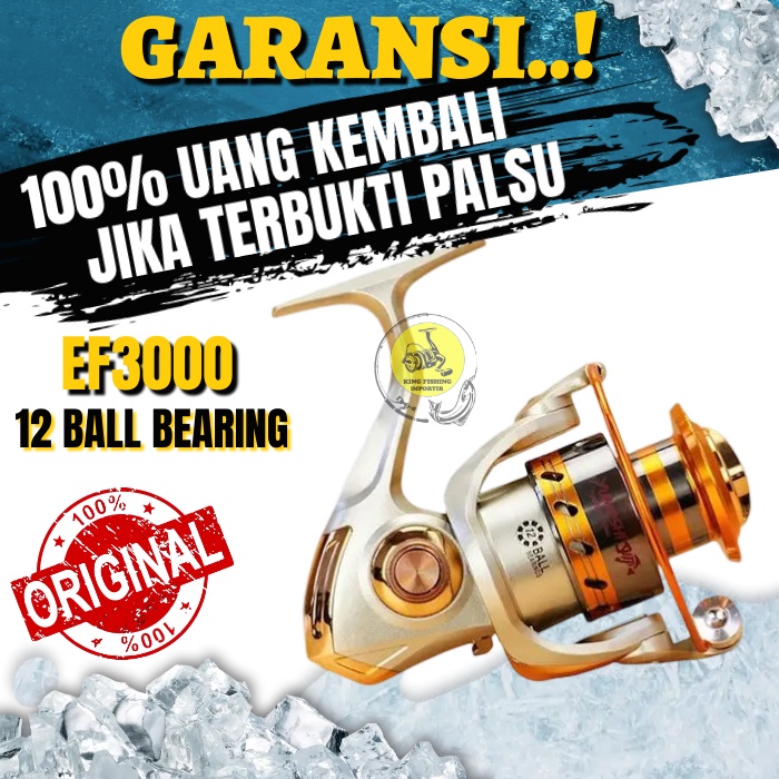 Reel Pancing EF3000 12 Ball Bearing Rel Murah Kuat Power Handle Rill Laut Tarikan Pancing Metal Gulu