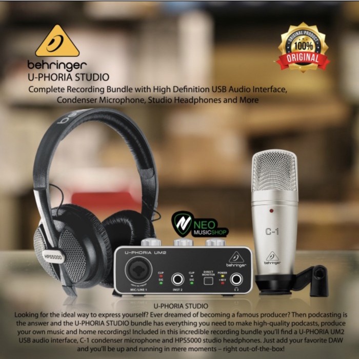 Behringer U-PHORIA STUDIO Complete Recording Bundle Paket Recording