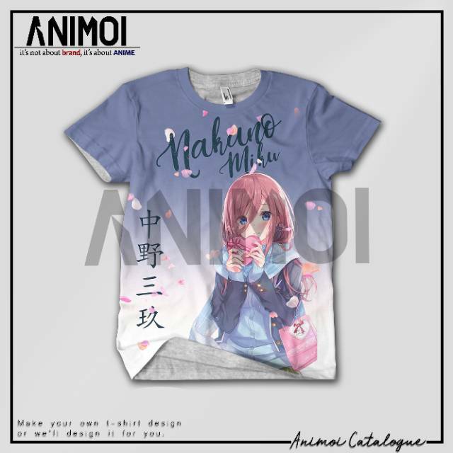Kaos Fullprint Anime || Nakano Miku || Gotoubun no Hanayome