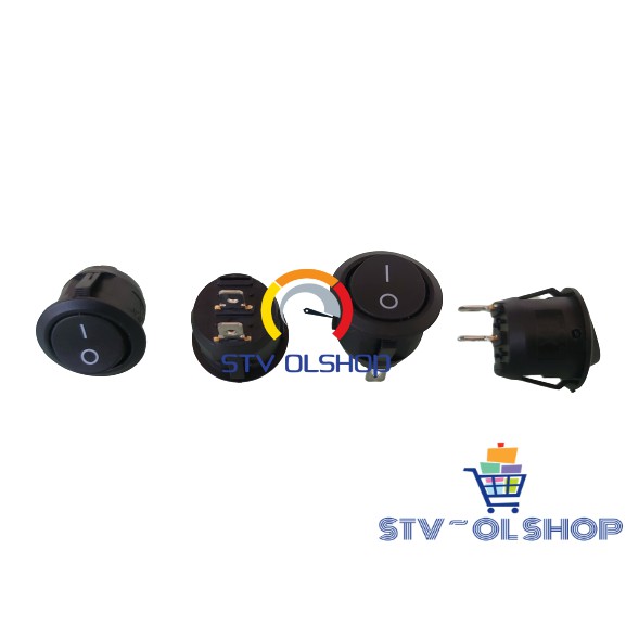 Saklar Switch Bulat 3 pin (on-off) Hitam AC