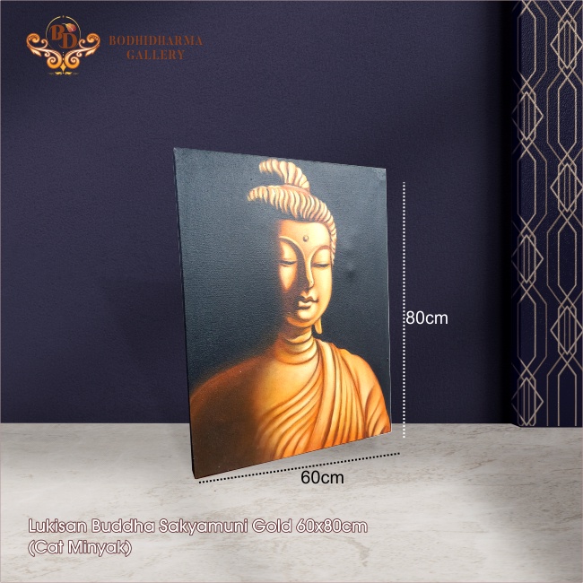 Lukisan Painting Hiasan Dinding Buddha Sakyamuni Gold 60x80cm