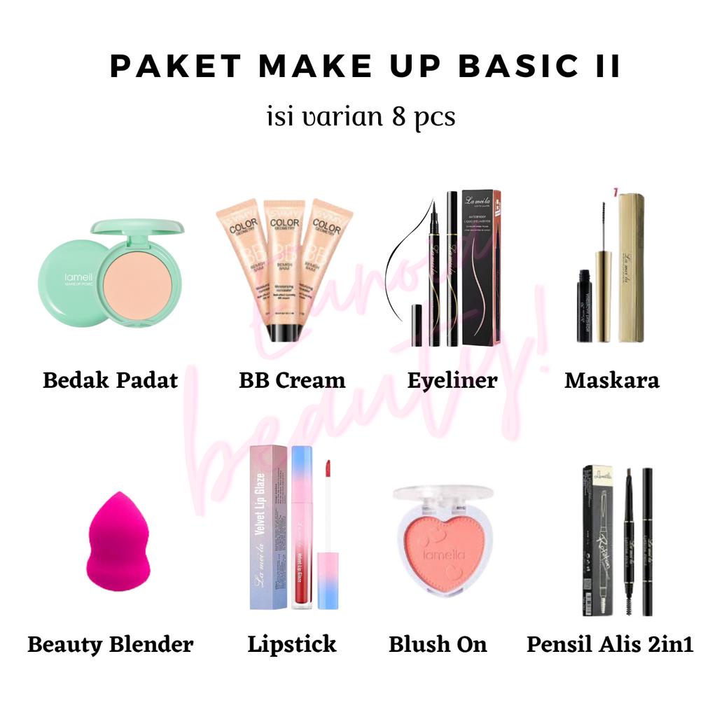 Lameila Paket Hemat Alat Make Up Basic 02 Total 8 Item - Tampil Memukau dengan Anggaran Terjangkau /