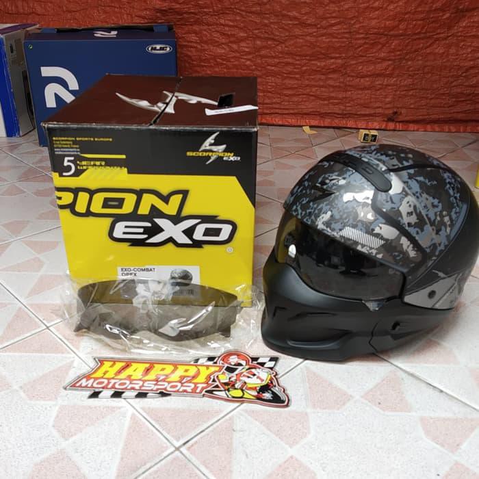 HELM FULL FACE SCORPION EXO COMBAT RATNIK BLACK GREY BLUE MATT