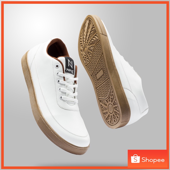 DEDRICK WHITE BROWN - Sepatu Sneakers Pria Casual Unisex Original