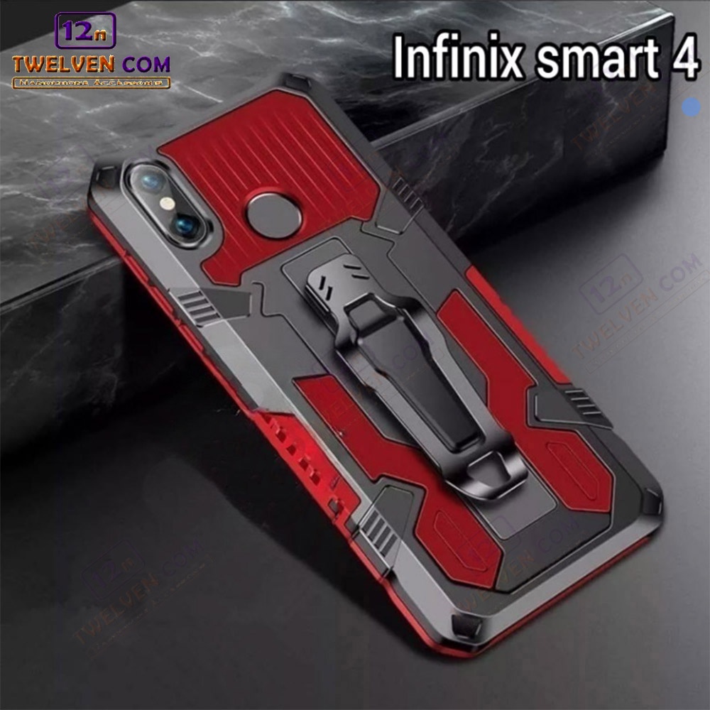 Case Shockproof Infinix Smart 4 Armor Hardcase Stand Clip