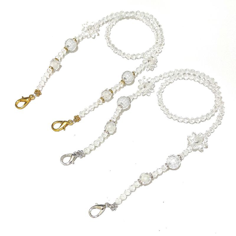 Kalung Gantungan Masker Strap Mask Flower Crystal Acrilic Premium Series Luxury Diamond Hanging