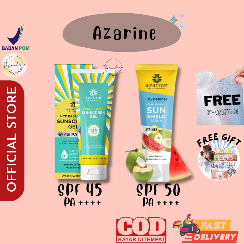 [BUY 1 GET 1 MASKER] BPOM READY AZARINE SUNSCREEN GEL AZARINE SUNSCREEN SPF 45+ PA AZARINE SUNSCREEN