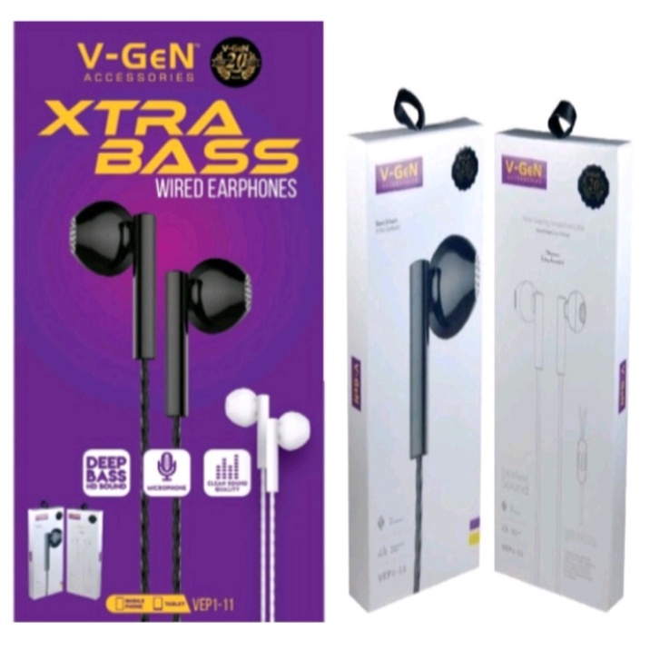 Handsfree V-GeN VEP1-11 Original DEEP BASS Wired Earphone Headset Stereo Sound VGEN-Handsfree V-Gen VEP Series