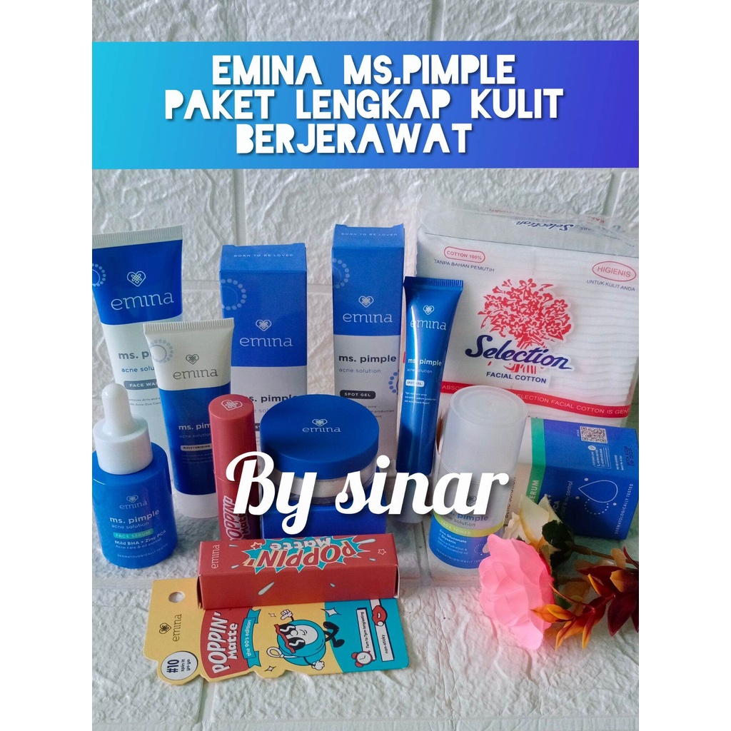 emina Ms.pimple acne solution paket skincare kulit wajah berjerawat emina