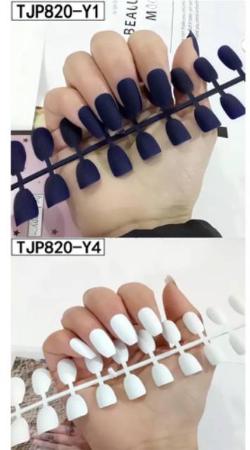 24 Tips Midi Fake Nails / Kuku Palsu Warna