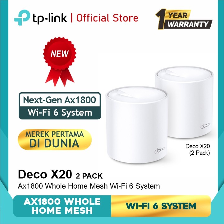 Tp-link Deco x20 2pack Whole Home Mesh Wifi System router TPLINK DECO x20 2 PACK MESH WIFI Tp-link Deco x20 2pack Whole Home Mesh Wifi System router TPLINK Deco x20 AC1200 AX1800 Whole Home Mesh WiFi System