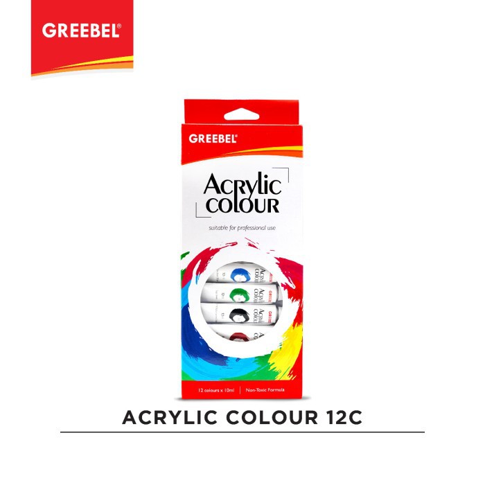 ACRYLIC COLOUR PAINTS 10ML 12C GREEBEL