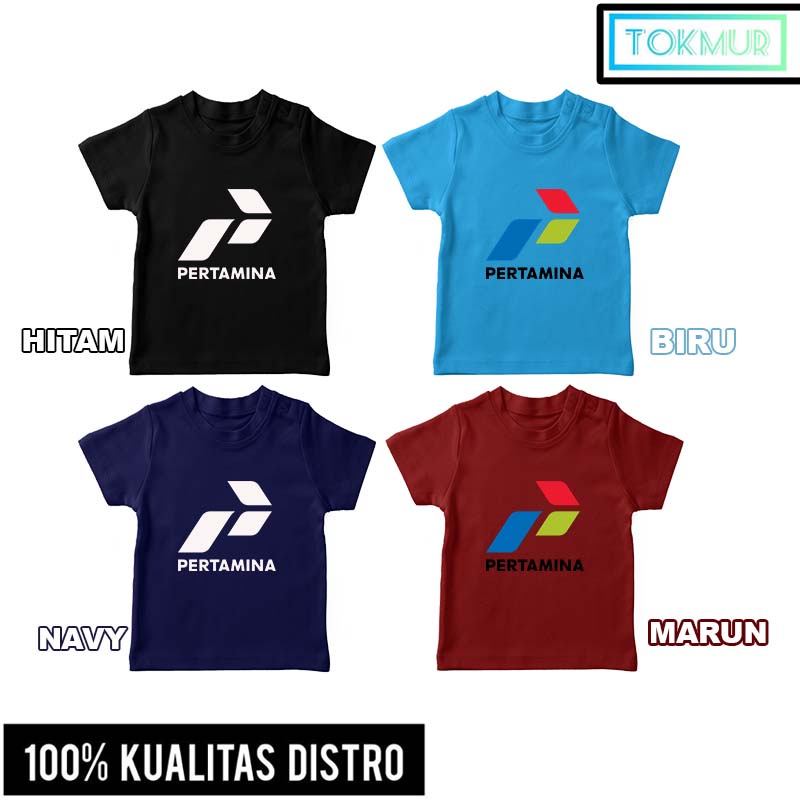 Baju Kaos Anak Laki Laki Pertamina Perusahaan BUMN Desain Terbaru Kekinian Lengan Pendek Distro
