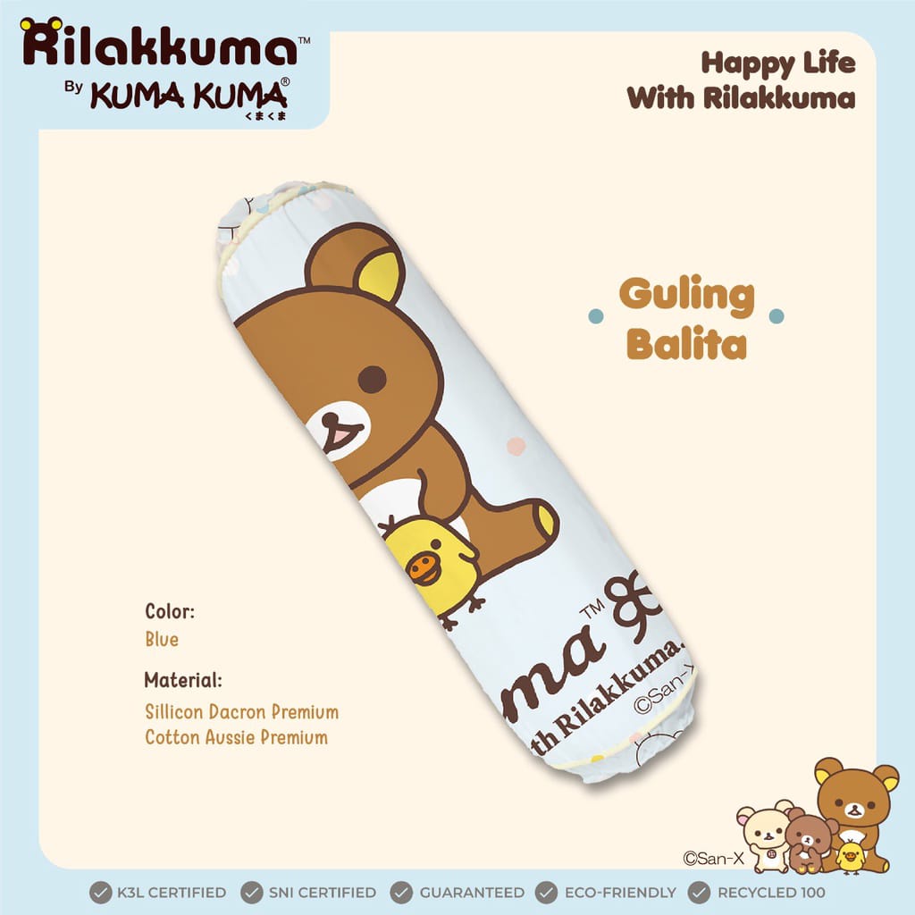 KUMA KUMA - GULING BALITA (72cm x 54cm) NEW MOTIF / RILAKKUMA / Sheep series / bread and butter blue / adem / dingin / bahan premium / cotton ausie / katun impor