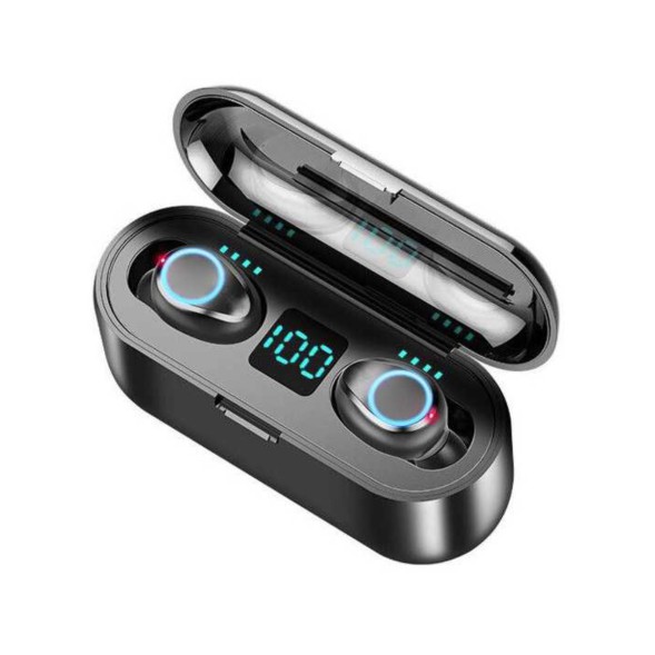 Unik ZEBRA TWS Earphone Bluetooth 5.0 LED Powerbank Dock 2000mAh - F9-2 Berkualitas