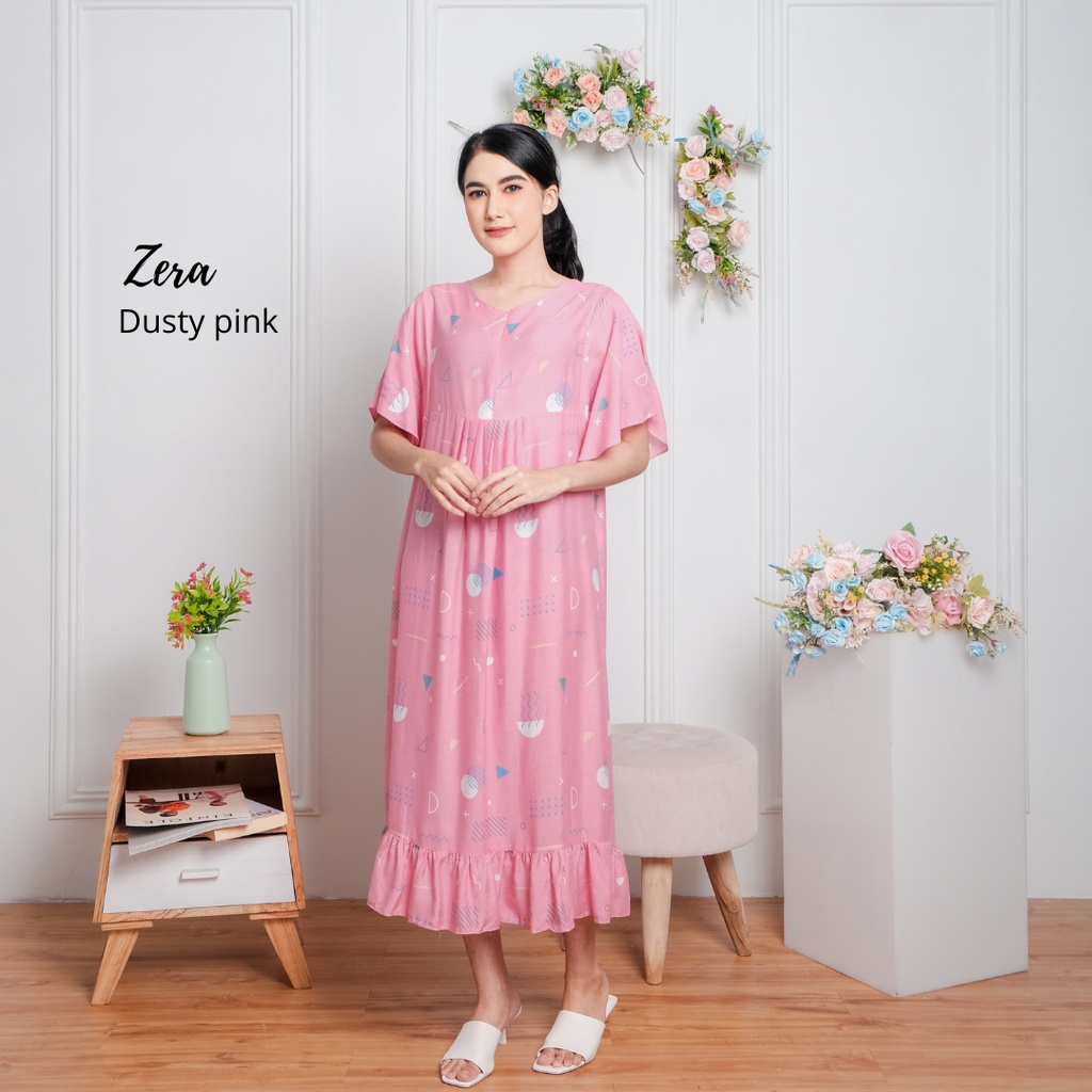 Daster Lily bumil busui friendly / Daster kekinian viral etnik Tasik / Daster Long katun rayon premium / daster korea midi home dress